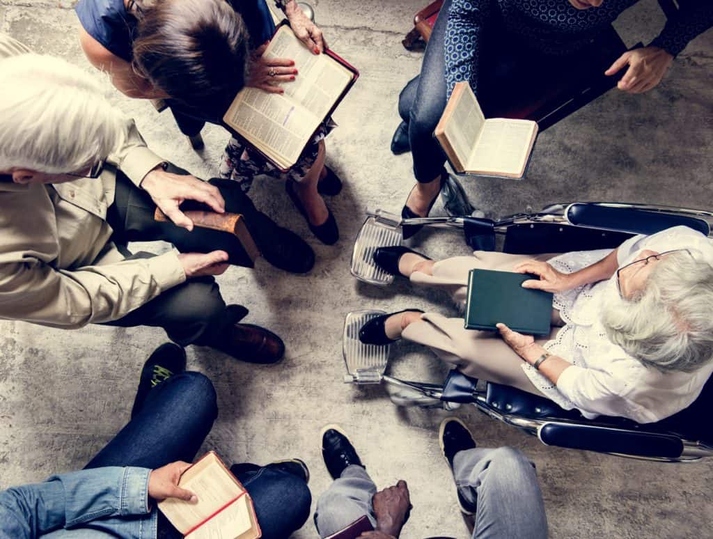 group of seniors learning how to study their bible