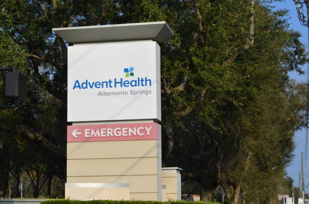 Advent Health sign at hospital in Altamonte Springs