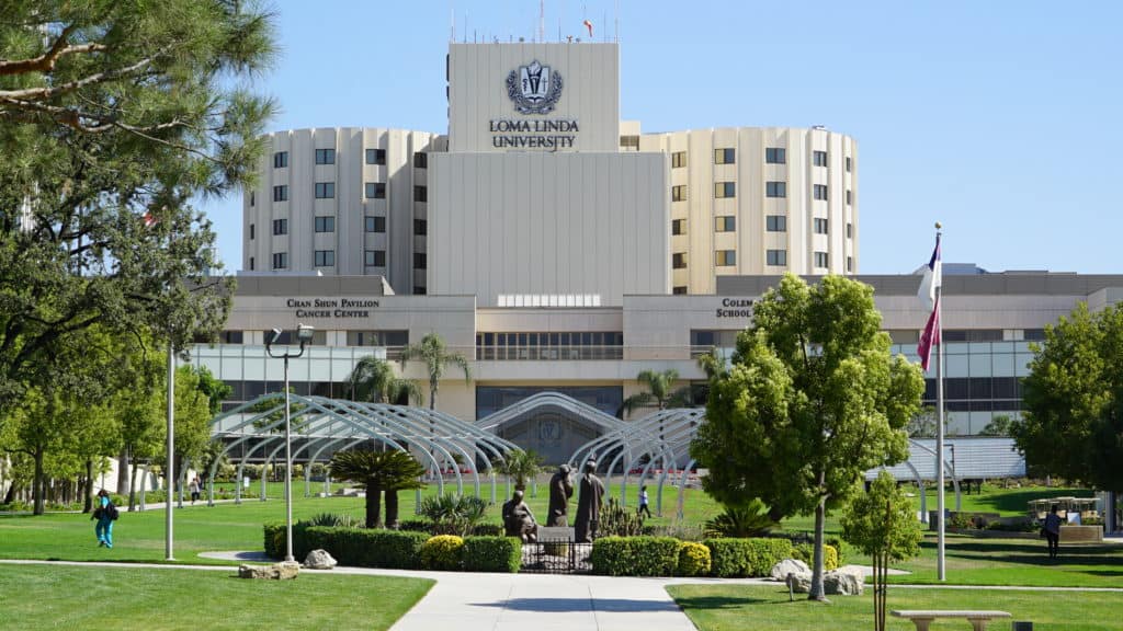 campus and buildings at Loma Linda University in California