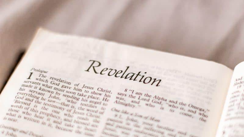 The Bible open to Revelation as we study various prophecies mentioned in it and of Jesus' soon return