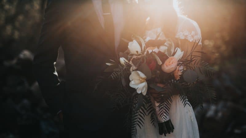 Close up of a bride and groom as we study about the origin of marriage in the Garden of Eden by God Himself