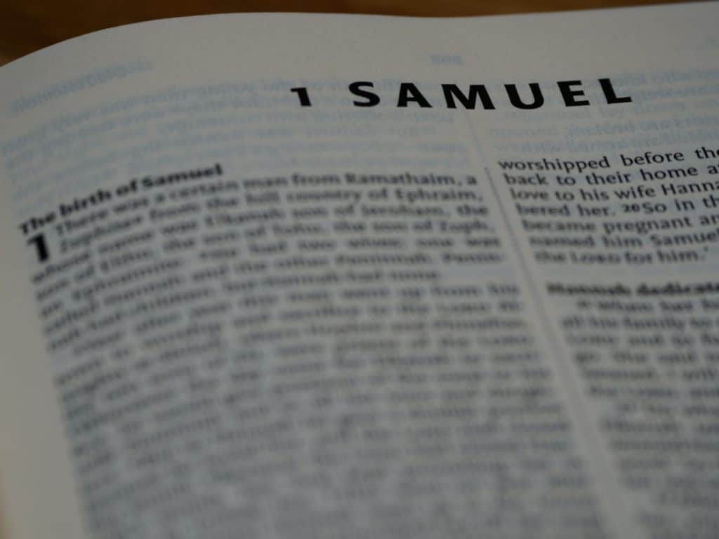 The Bible open to 1 Samuel.