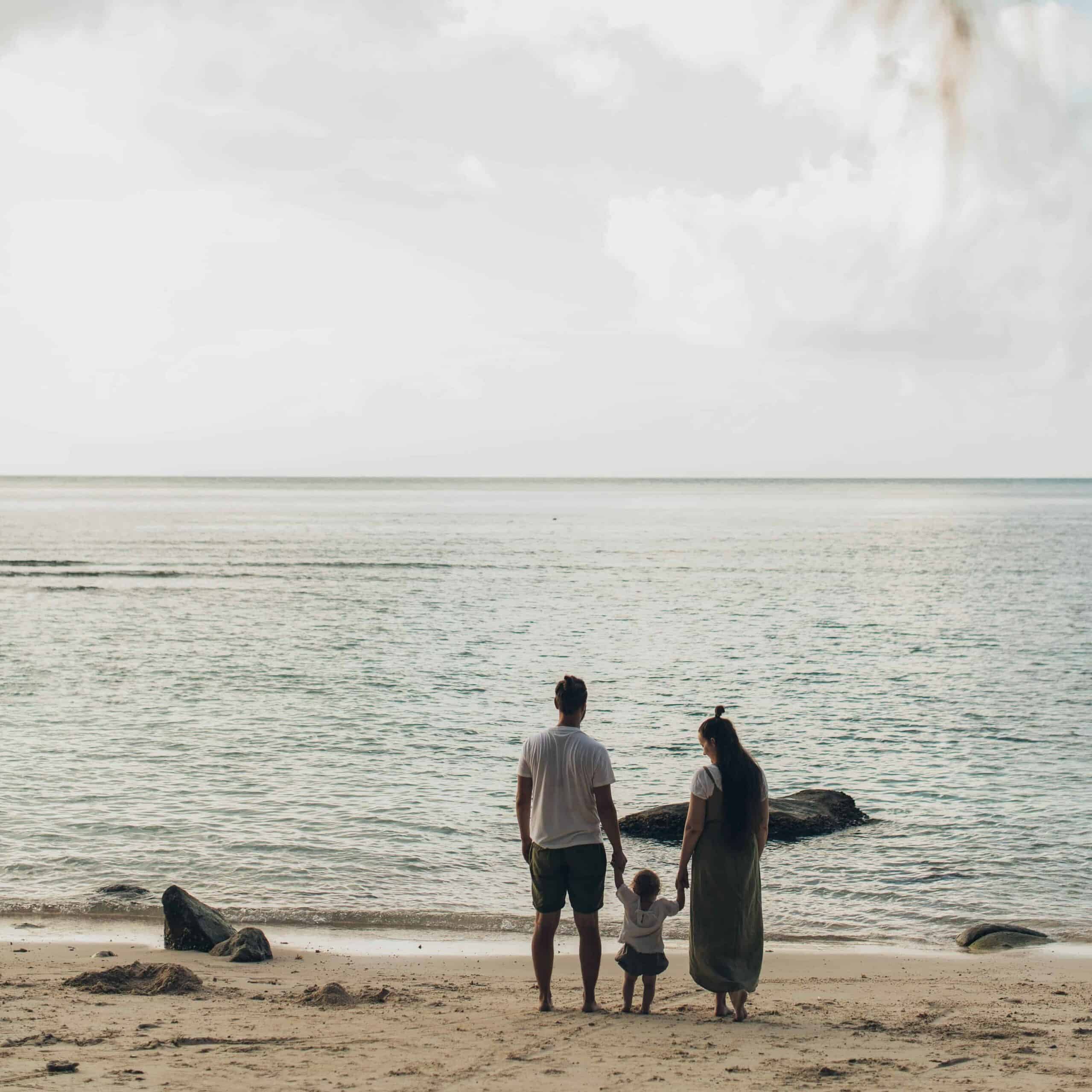 A family at the beach. 