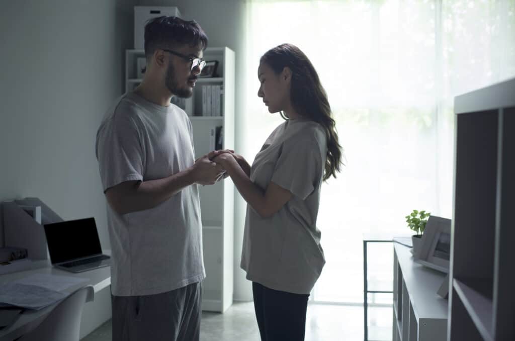 A couple learning the importance of asking for forgiveness of each other.